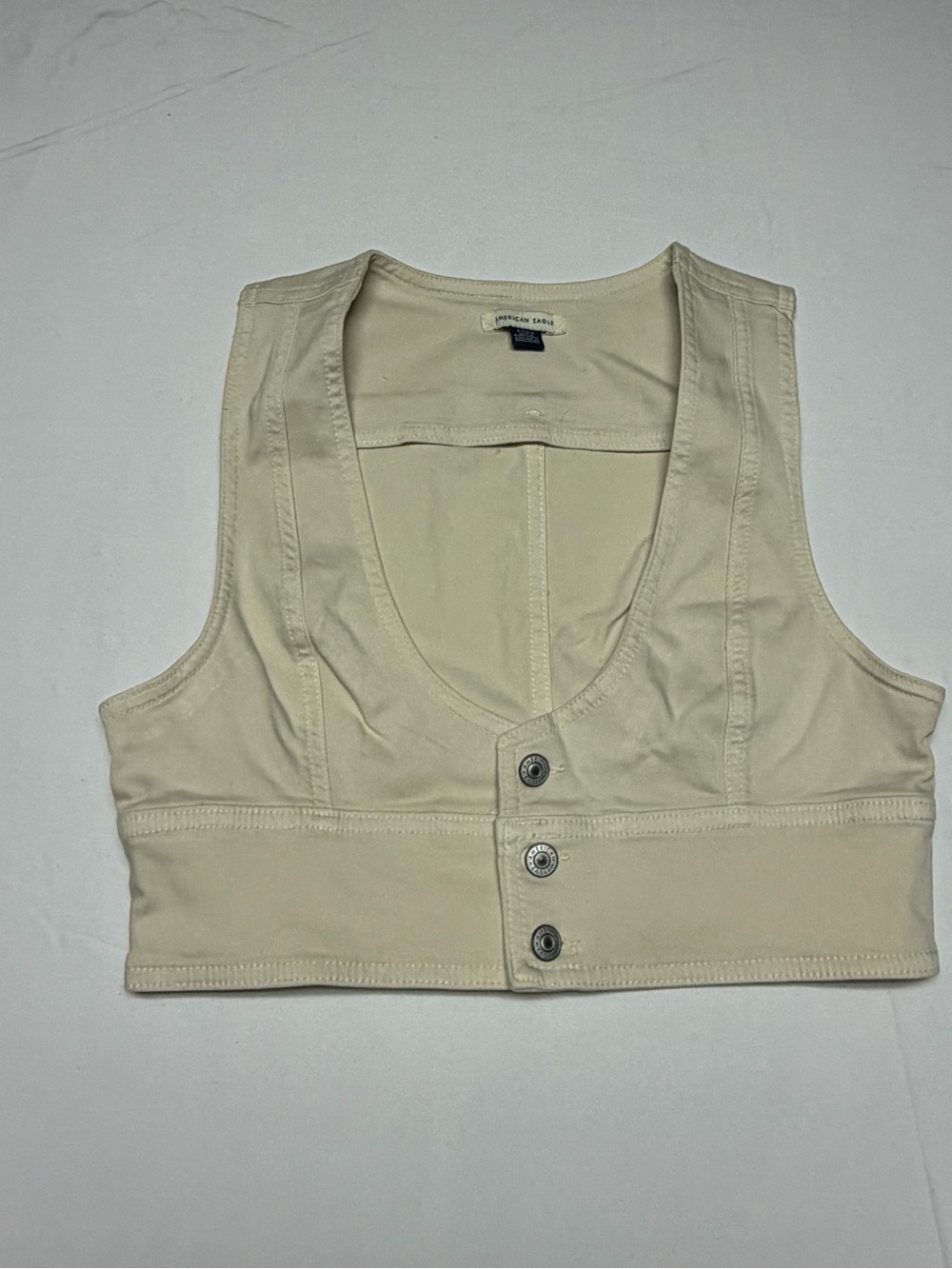 American Eagle Outfitters Cream Button-Front Cropped Tank